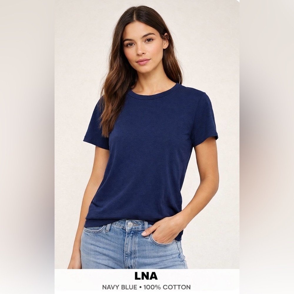 NWT LNA T Shirt Navy Blue Tee 100% Cotton